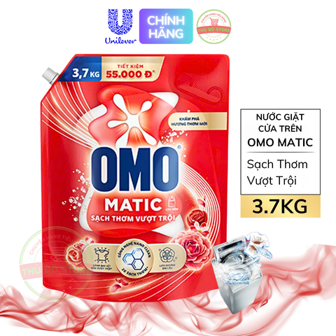 Nước Giặt OMO Matic Cửa Trên Sạch Thơm Vượt Trội - Túi 3.7KG