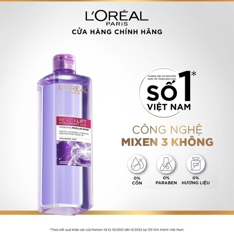 Nước Tẩy Trang L’Oreal Paris Làm Sạch Sâu & Tươi Mát 3-In-1 Micellar Water - Chai 400ML