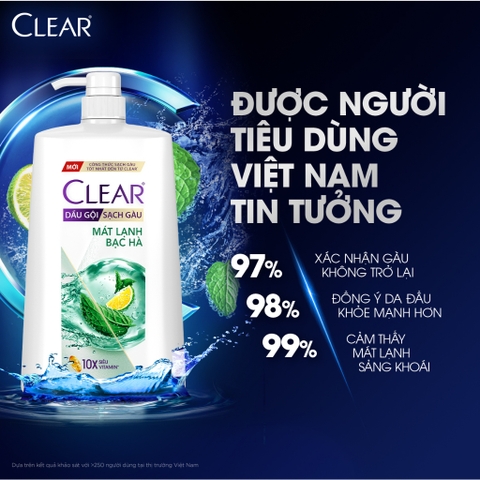 Dầu Gội CLEAR Mát Lạnh Bạc Hà Sạch Gàu - Chai 1.4KG