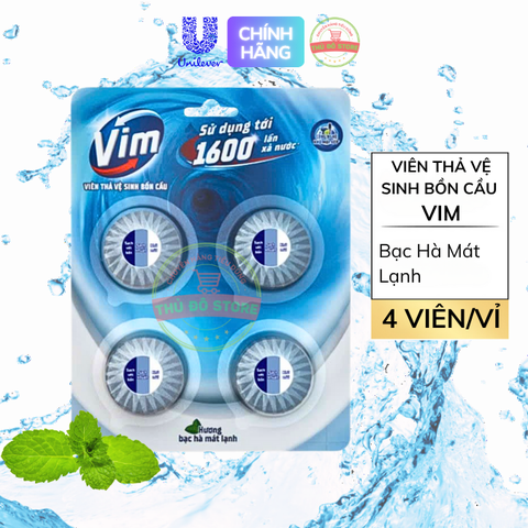 Vỉ Viên Thả Vệ Sinh Bồn Cầu Vim Hương Bạc Hà - 4 Viên/ 1 Vỉ