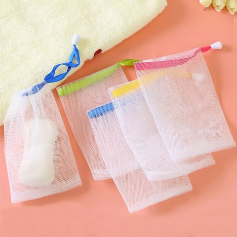 Túi Tạo Bọt Xà Phòng Tiện Lợi 2 Lớp Có Dây Rút Kích Thước 15x9cm Dạng Lưới - 1 Túi (Màu Ngẫu Nhiên)