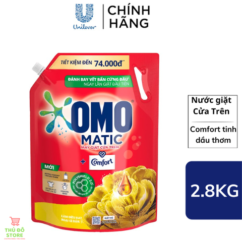Nước Giặt OMO Matic Cửa Trên Comfort Tinh Dầu Thơm - Túi 2.8Kg