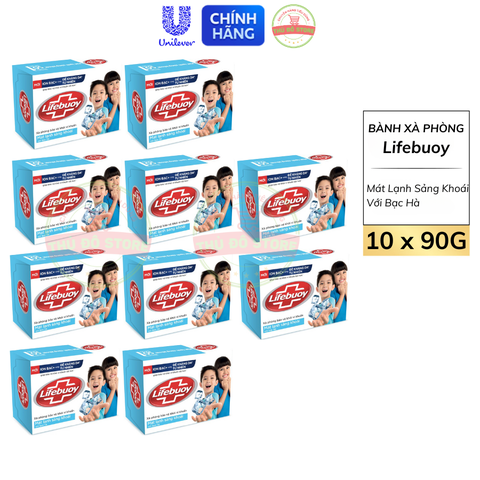 *CB10 Bánh Xà Phòng Lifebuoy Ion Bạc Kháng Khuẩn 90G - Xanh nhạt-Mát lạnh
