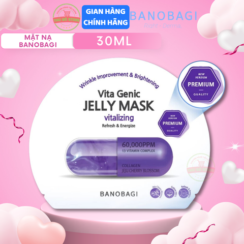 Mặt Nạ BANOBAGI PREMIUM Vita Genic Jelly Mask Vitalizing Cho Làn Da Mệt Mỏi Xỉn Màu Lão Hóa (Tím) - Miếng 30ML