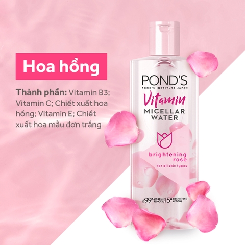 Nước Tẩy Trang Pond Micellar Water Vitamin Và Hoa Hồng Sáng Da - Chai 235ML