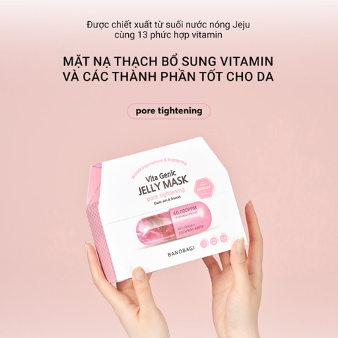 Mặt Nạ BANOBAGI PREMIUM Vita Genic Jelly Mask Pore Tighteing Se Khít Lỗ Chân Lông, Kiểm Soát Nhờn (Hồng) - Miếng 30ML