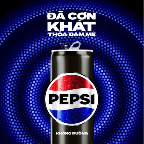 PEP Nước Uống Có Ga Pepsi Không Đường | Không Calo | Zero Sugar (Đen) - Thùng 24 Lon x 320ML