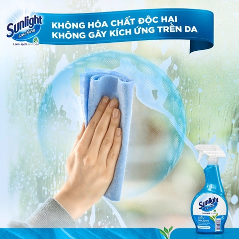 Nước Xịt Lau Kính Sunlight Siêu Nhanh - Chai 520ML