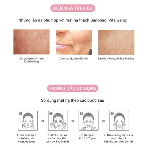 Mặt Nạ BANOBAGI PREMIUM Vita Genic Jelly Mask Pore Tighteing Se Khít Lỗ Chân Lông, Kiểm Soát Nhờn (Hồng) - Miếng 30ML