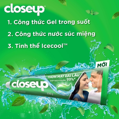 Kem Đánh Răng Closeup Bạc Hà Thơm Mát - Tuýp 230G