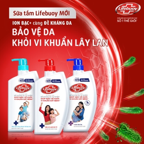 Sữa Tắm Lifebuoy Sạch Khuẩn Bảo Vệ Khỏi 99.9% Vi Khuẩn - Chai 800G
