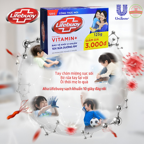 Bánh Xà Phòng Lifebuoy Xanh Sữa Dưỡng Ẩm - 125G