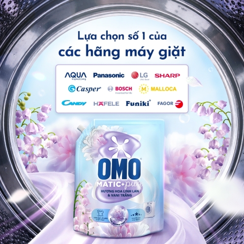 Nước Giặt OMO Cửa Trước | Cửa Ngang Hương Hoa Linh Lan & Vani Trắng - Túi 3.6KG