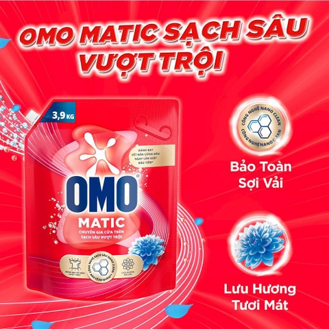 Nước Giặt OMO MATIC Cửa Trước | Cửa Ngang Chuyên Gia Giữ Màu - Túi 3.6KG