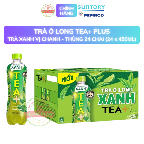 PEP Trà Ô Long Xanh Tea+ - Thùng 24 Chai x 450ML