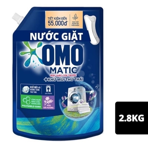 Nước Giặt OMO Matic Cửa Trước | Cửa Ngang Ngăn Mùi Ẩm Mốc - Túi 2.8Kg