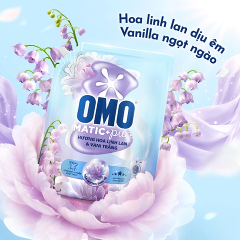 Nước Giặt OMO Cửa Trước | Cửa Ngang Hương Hoa Linh Lan & Vani Trắng - Túi 3.6KG