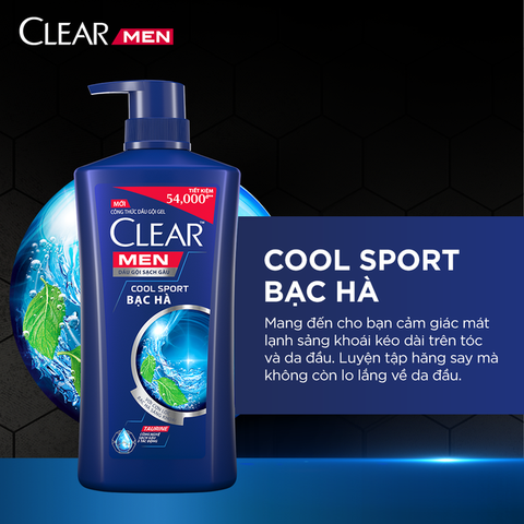 Dầu Gội Đầu Clear Men Cho Nam Mát Lạnh Bạc Hà - Chai 170G