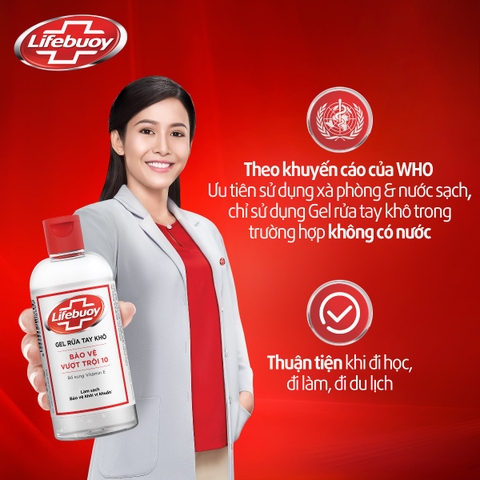Gel Rửa Tay Khô Lifebuoy Bảo Vệ Vượt Trội 10 - Chai 50ML