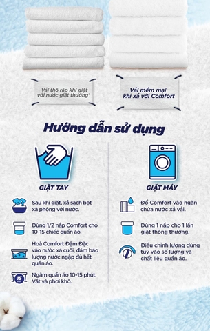 Nước Xả Vải Comfort Thơm Hương Phấn Lành Tính Cho Quần Áo Bé - Túi 3L