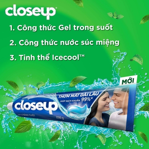 Kem Đánh Răng Closeup Tinh Thể Băng Tuyết - Tuýp 230G