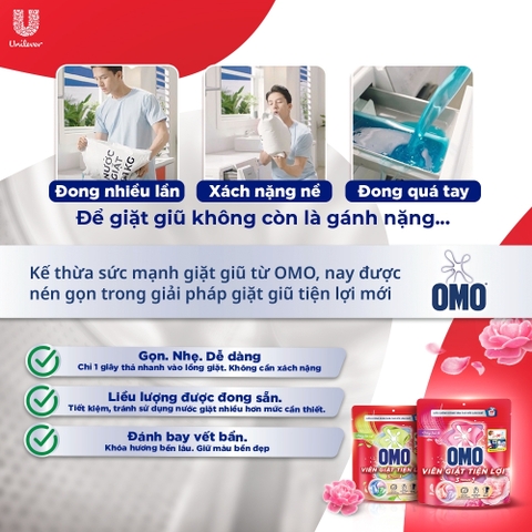 Viên Giặt OMO Tiện Lợi 3 Trong 1 - 30 Viên/ Túi