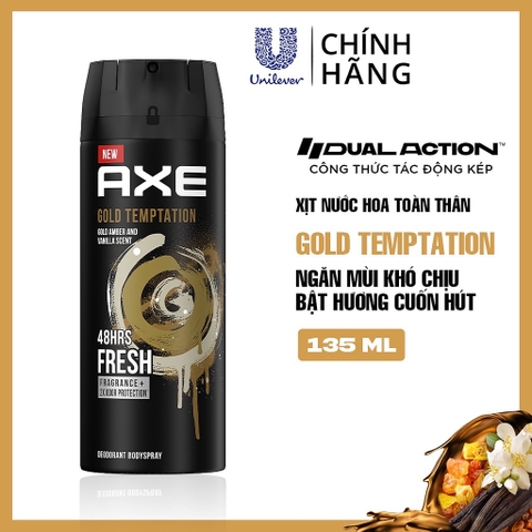 Xịt Nước Hoa Toàn Thân Khử Mùi AXE Màu Vàng Gold Chai 135ML
