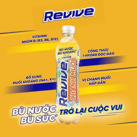 PEP Nước Giải Khát Revive Bù Nước Bù Khoáng Chanh Muối - Thùng 24 Chai x 390ML