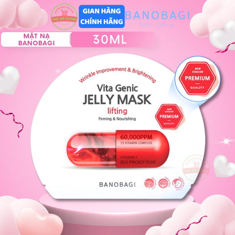 CB10 Mặt Nạ BANOBAGI Vita Genic Jelly Mask Lifting Nâng Cơ Săn Chắc Da Cho Da Đàn Hồi Chống Lão Hóa & Chảy (Đỏ) - Miếng 30ML