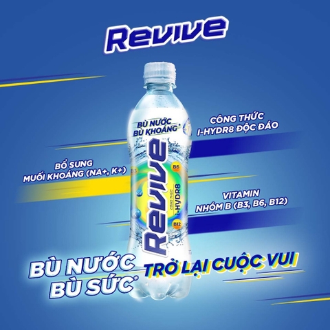 PEP Nước Giải Khát Revive Bù Nước Bù Khoáng (Trắng) - Thùng 24 Chai x 500ML