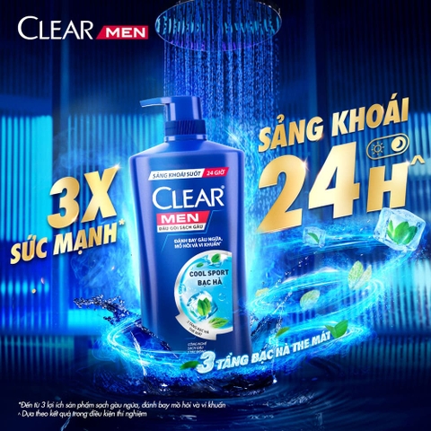Dầu Gội Đầu Clear Men Cho Nam Mát Lạnh Bạc Hà - Chai 340G