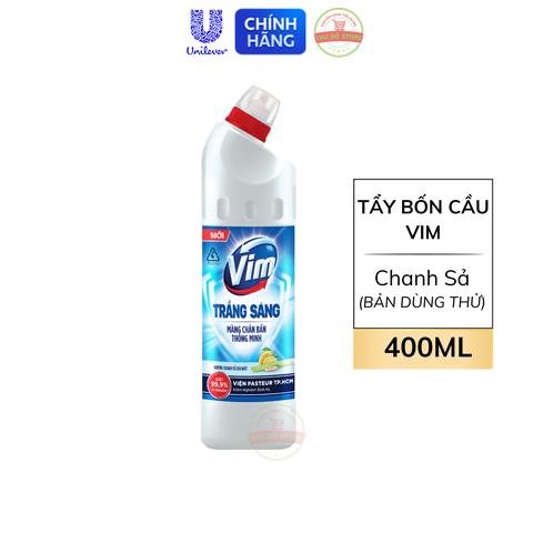 Nước Tẩy Bồn Cầu Vim Trắng Diệt Khuẩn Chanh Sả - Chai 400ML (BẢN DÙNG THỬ)
