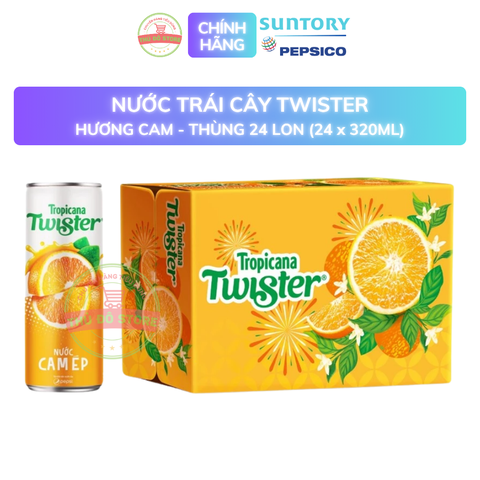 PEP Nước Trái Cây Twister Cam Ép - Thùng 24 Lon x 320ML