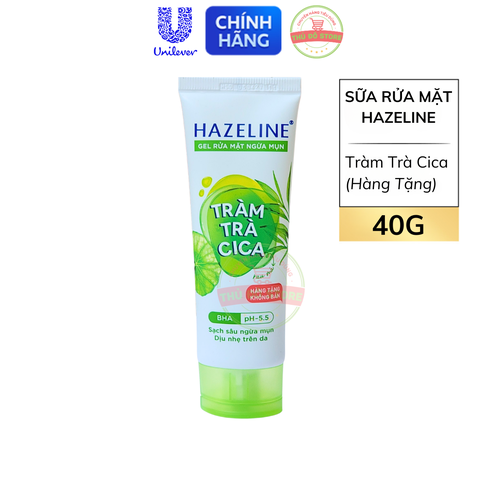 Sữa Rửa Mặt Hazeline Tràm Trà Rau Má CICA - Tuýp Hàng Tặng 40G (Dùng thử)