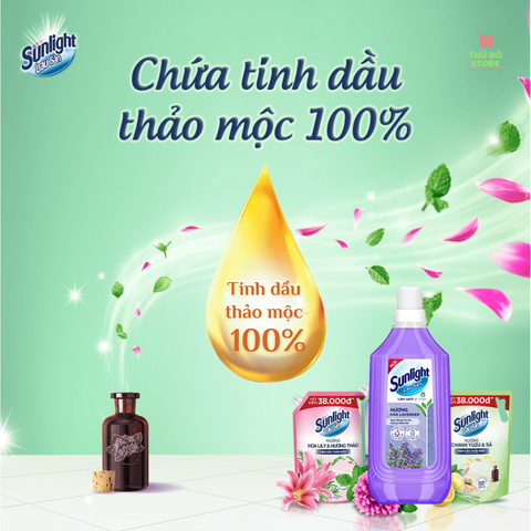 Nước Lau Sàn Sunlight Tinh Dầu Thảo Mộc Hoa Lavender - Chai 1KG