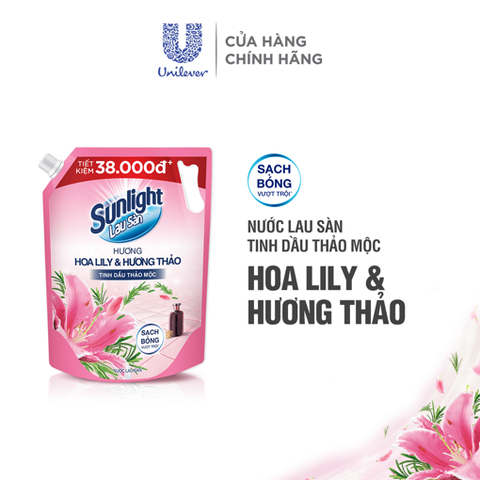 Nước Lau Sàn Sunlight Tinh Dầu Thảo Mộc Hoa Lily & Hương Thảo - Túi 2KG