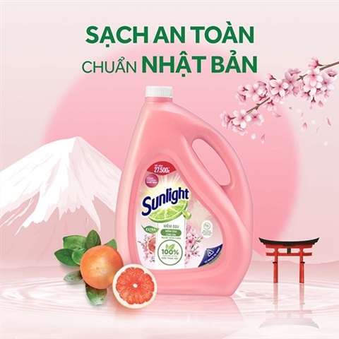 Nước Rửa Chén Bát Sunlight Bưởi (Hồng) Can 3.6Kg