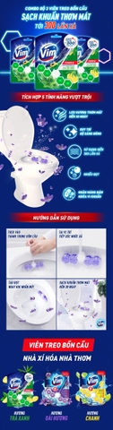 Viên Treo Bồn Cầu VIM Sạch Khuẩn Trà Xanh Chanh Vàng - Viên 50G