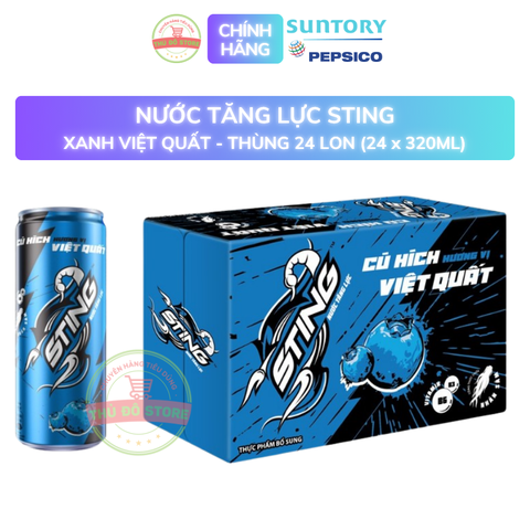 PEP Nước Tăng Lực Sting Việt Quất (Xanh) - Thùng 24 Lon x 320ML