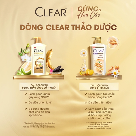 Dầu Gội CLEAR Gừng Và Hoa Cúc - Chai 630G