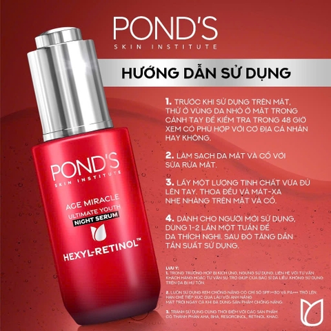 Serum Pond Age Miracle Ban Ngày & Đêm Mờ Đốm Nâu Và Nếp Nhăn Với 50X Hexyl-Retinol - Lọ 30G (Đỏ)