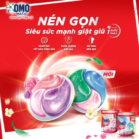 Viên Giặt OMO MATIC Tiện Lợi 3 Trong 1 Hương Tinh Tế (Dùng Thử) - 6 Viên/ Túi