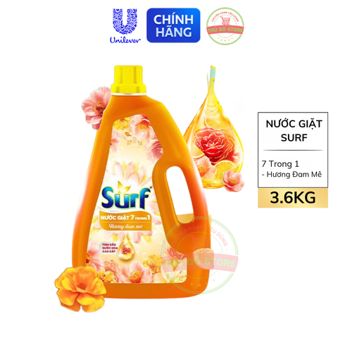 Nước Giặt Surf Tinh Dầu Nước Hoa Cao Cấp 7 Trong 1 - Can 3.6KG