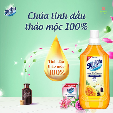 Nước Lau Sàn Sunlight Tinh Dầu Hương Thiên Thảo & Thông - Chai 1KG