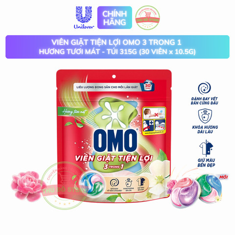 Viên Giặt OMO Tiện Lợi 3 Trong 1 - 30 Viên/ Túi