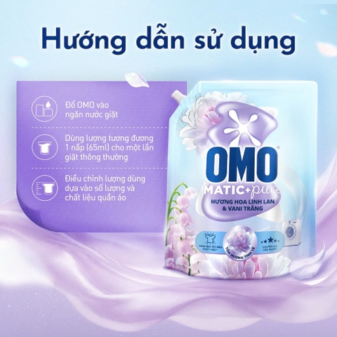 Nước Giặt OMO Cửa Trước | Cửa Ngang Hương Hoa Linh Lan & Vani Trắng - Túi 3.6KG