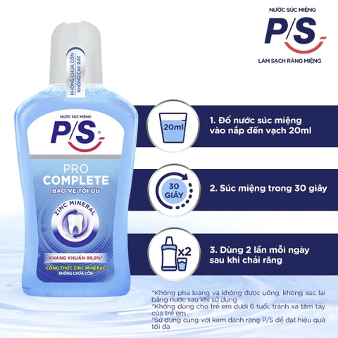 Nước Súc Miệng PS Chuyên Gia Kháng Khuẩn - Chai 300ML