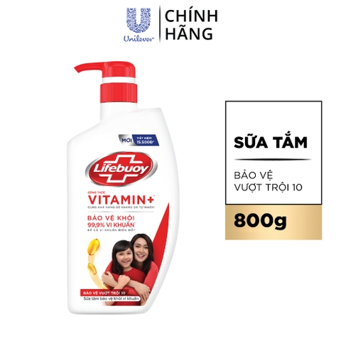 Sữa Tắm Lifebuoy Sạch Khuẩn Bảo Vệ Khỏi 99.9% Vi Khuẩn - Chai 800G