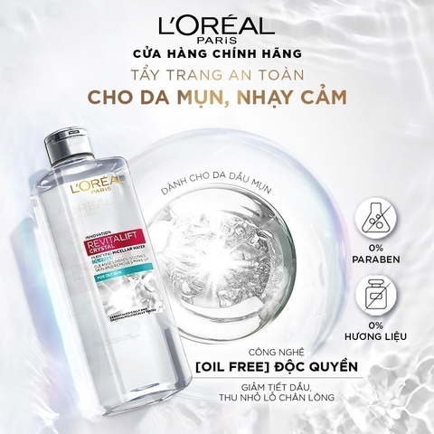 Nước Tẩy Trang L’Oreal Paris Làm Sạch Sâu & Tươi Mát 3-In-1 Micellar Water - Chai 400ML