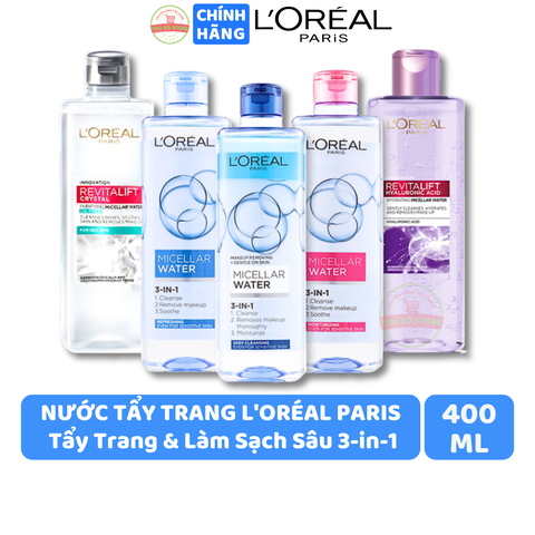 Nước Tẩy Trang L’Oreal Paris Làm Sạch Sâu & Tươi Mát 3-In-1 Micellar Water - Chai 400ML